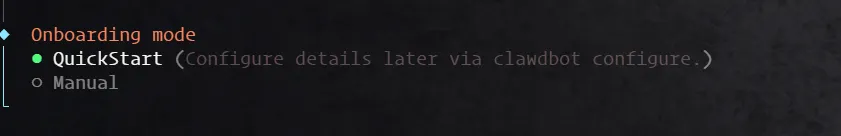 Openclaw (原 Clawdbot) QuickStart 快速开始选项