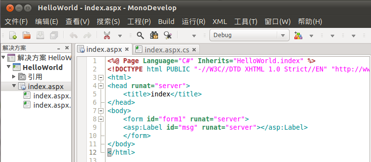 Ubuntu11.04+Mono+Nginx运行asp.net之HelloWorld