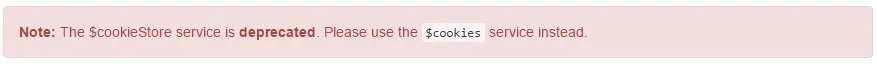 $cookieStore service is deprecated