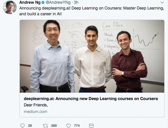 科技圈自媒体达人吴恩达又双叒叕刷屏了 这次是因为Deeplearning.ai