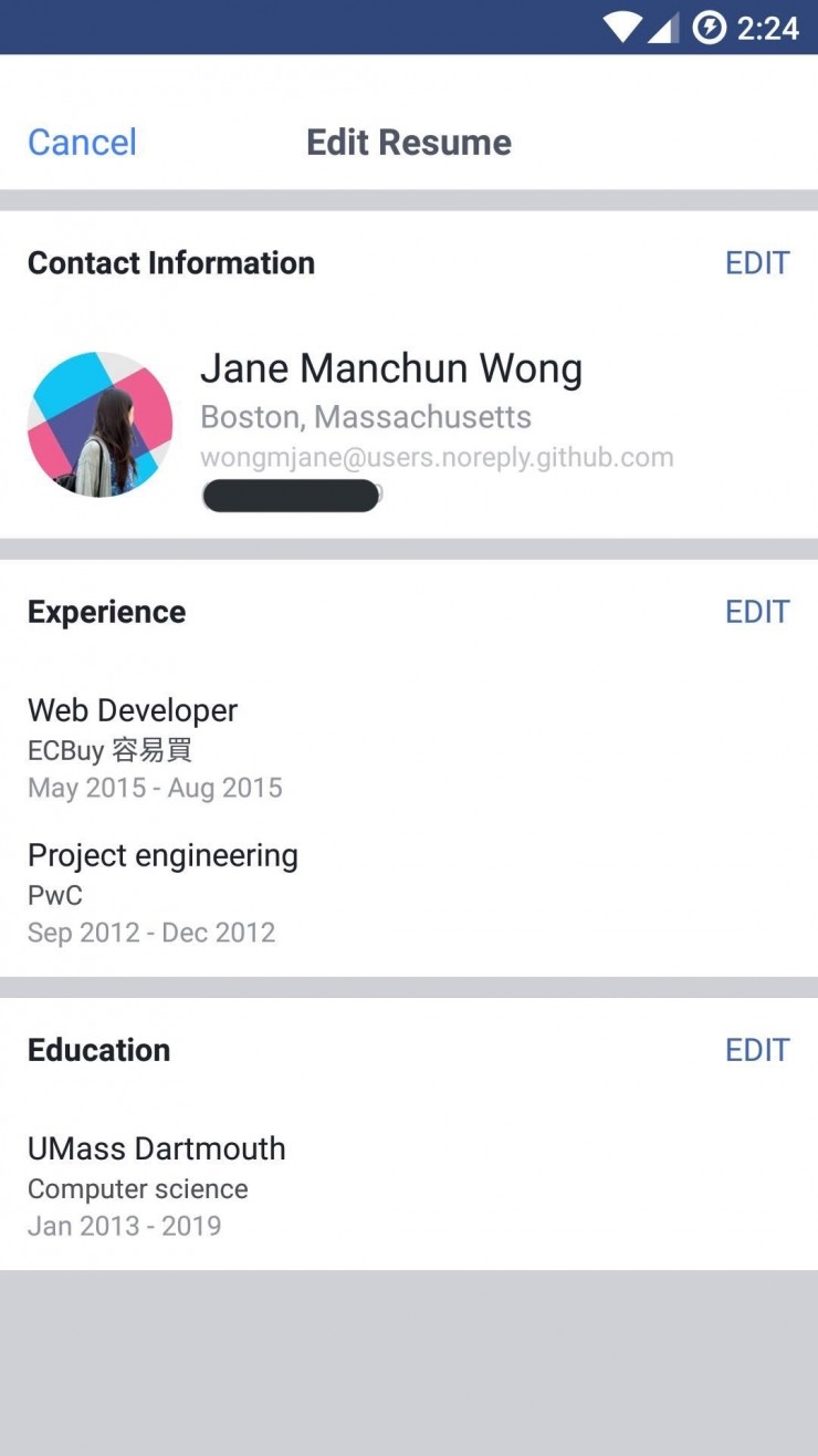 抢领英饭碗?Facebook测试简历功能