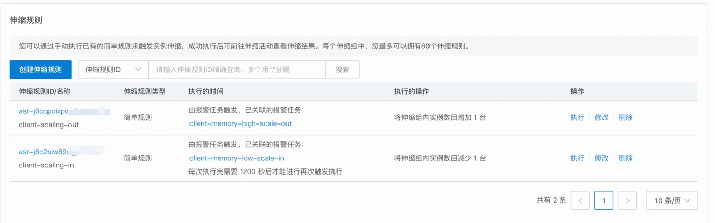 在 ESS 中执行扩缩容规则