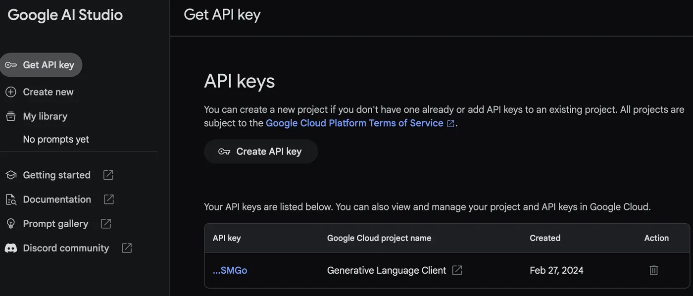 gemini ai key